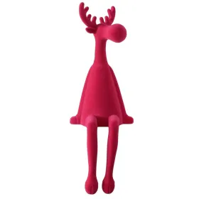 Dekoaufsteller Kantenhocker Timor Hirsch beflockt pink Länge 19 cm Breite 17 cm Höhe 56 cm - Kunststoff