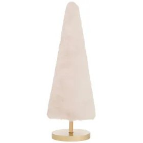 Dekoaufsteller Norwin Plüsch Tannenbaum cremefarbend Ø 5,5 cm Höhe 31 cm - Holz & Polyester