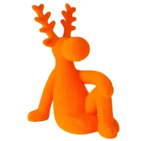 Dekofigur Timor Hirsch beflockt orange Länge 15,5 cm Breite 8 cm Höhe 19 cm - Kunststoff