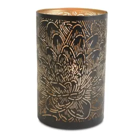 Dekoratives Windlicht Blattlook Schwarz & Goldfarben Ø 13 x 20 cm - Metall Dekoratives Windlicht Blattlook Schwarz & Goldfarben Ø 13 x 20 cm - Metall