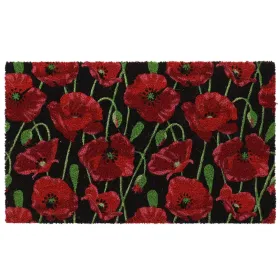 Esschert Desgin Türmatte Kokos Roter Mohn schwarz 75 x 45 cm - Kokos & PVC