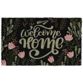 Esschert Desgin Türmatte Vintage Welcome Home & Blumen Schwarz 75 x 45 cm - Kokos & PVC
