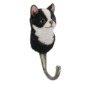 Esschert Design Garderobenhaken Katzenkopf Schwarz & Weiß 11,8 cm - Polyresin