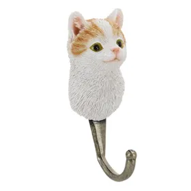 Esschert Design Garderobenhaken Katzenkopf Weiß & Braun 11,8 cm - Polyresin