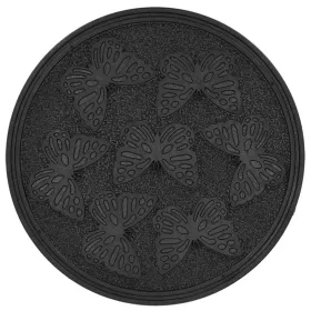 Esschert Design Trittplatte Schmetterlingsdekor Schwarz Ø 30 cm aus recyceltem Gummi Esschert Design Trittplatte Schmetterlingsdekor Schwarz Ø 30 cm aus recyceltem Gummi
