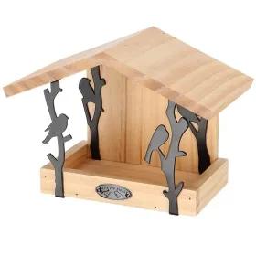 Esschert Design Wandvogelfutterhaus Natur & Schwarz - 100 % FSC® Kiefernholz