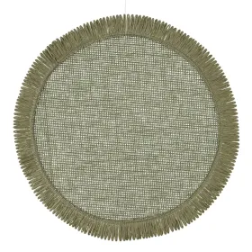 EVERLANDS Tischset Grün Rand mit Fransenoptik Ø 38 cm - Papierseil