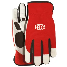 FELCO® 702 Arbeitshandschuhe Größe M Rot & Weiß Rindsleder verstärkte PVC-Bereiche