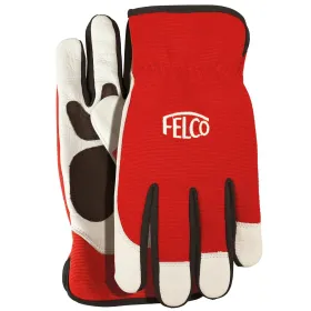 FELCO® 702 Arbeitshandschuhe Größe L Rot & Weiß Rindsleder verstärkte PVC-Bereiche