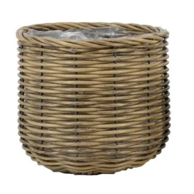 FLORAN Pflanzgefäß Korb Edmonton mit Folienauskleidung Ø 29 cm - Rattan