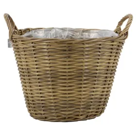 FLORAN Pflanzgefäß Korb Alberta mit Henkeln & Folienauskleidung Ø 40 cm - Rattan