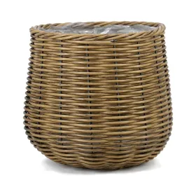 FLORAN Pflanzgefäß Korb Montreal mit Folienauskleidung Ø 36 cm - Rattan