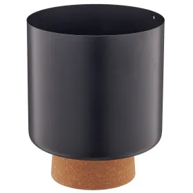 GASPER CREATIV home Übertopf Schwarz Ø 14 cm x 17 cm - Metall & Kork