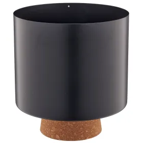 GASPER CREATIV home Übertopf Schwarz matt Ø 19,5 x 22 cm - Metall & Kork