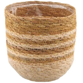 GASPER CREATIV home Übertopf Braun & Natur mit Folienauskleidung Ø 12 cm - Seegras