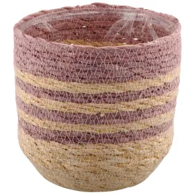 GASPER CREATIV home Übertopf Rosa & Natur mit Folienauskleidung Ø 12 cm - Seegras
