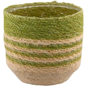 GASPER CREATIV home Übertopf Grün & Natur mit Folienauskleidung Ø 14,5 cm - Seegras