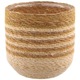 GASPER CREATIV home Übertopf Braun & Natur mit Folienauskleidung Ø 16 cm - Seegras