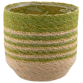 GASPER CREATIV home Übertopf Grün & Natur mit Folienauskleidung Ø 16 cm - Seegras