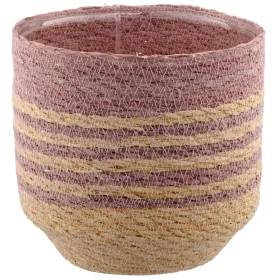GASPER CREATIV home Übertopf Rosa & Natur mit Folienauskleidung Ø 16 cm - Seegras
