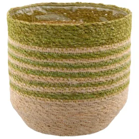 GASPER CREATIV home Übertopf Grün & Natur mit Folienauskleidung Ø 18 cm - Seegras