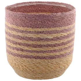 GASPER CREATIV home Übertopf Rosa & Natur mit Folienauskleidung Ø 18 cm - Seegras