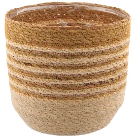 GASPER CREATIV home Übertopf Braun & Natur mit Folienauskleidung Ø 19,5 cm - Seegras