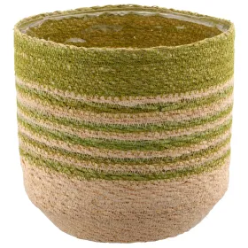 GASPER CREATIV home Übertopf Grün & Natur mit Folienauskleidung Ø 19,5 cm - Seegras