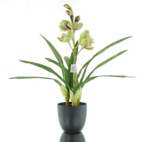 GASPER Cymbidie schwarzer Topf Ø 11,5 cm Grün 46 cm - Kunstpflanzen