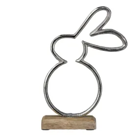 GASPER Hase Aluminium auf Holzfuß silber