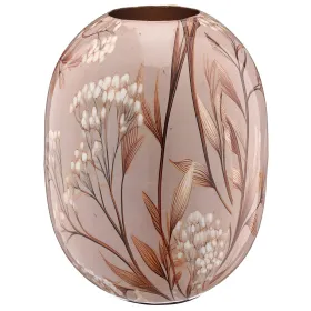 GASPER Lepuro Metallgefäß INSTYLE bauchig Blattdekor Ø 27 cm x 32 cm beige