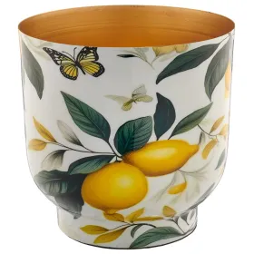 GASPER Lepuro Metallgefäß INSTYLE Blattdekor Zitrone Ø 21 cm x 20 cm gelb