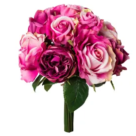 GASPER Rosenstrauß Lila Töne & Creme 11 Stiele 36 cm - Kunstblumen