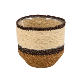 Gasper Seegras Übertopf SEWING mit Folie brauntöne Ø 12 cm
