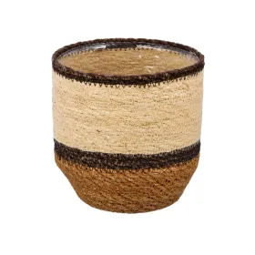 Gasper Seegras Übertopf SEWING mit Folie brauntöne Ø 14 cm