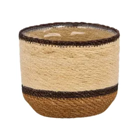 Gasper Seegras Übertopf SEWING mit Folie brauntöne Ø 18 cm
