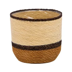 Gasper Seegras Übertopf SEWING mit Folie brauntöne Ø 20 cm