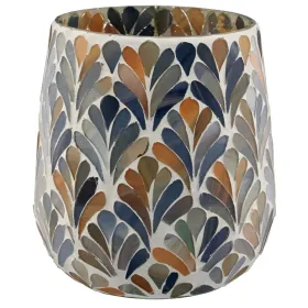 Gasper Teelichtglas Mosaik Ø 13 cm x 14 cm blau - Glas