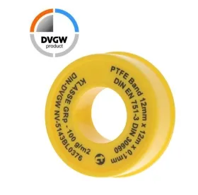 GEKA® Dichtband auf Rolle PTFE 12 m x 12 mm x 0,1 mm DVGW GEKA® Dichtband auf Rolle PTFE 12 m x 12 mm x 0,1 mm DVGW