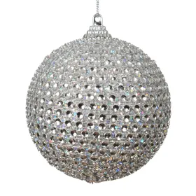 Weihnachtskugel silberfarben Ø 8 cm Glittersteine - Schaumstoff