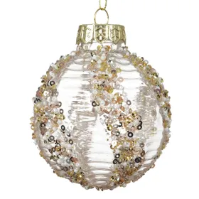Weihnachtskugel transparent Paillette silber-/goldfarben Ø 8 cm - Kunststoff