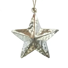 Weihnachtsanhänger Stern Silberfarben mit Hammerschlag-Effekt Ø 10 cm - Metall
