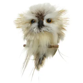 Weihnachtsanhänger Eule auf Zweig sitzend Weiß & Braun 9 cm - Polyester