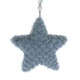 Weihnachtsanhänger Stern Grau Ø 12 cm - Polyester-Plüsch