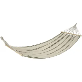 outdoor living Hängematte Wollweiß mit Grünen Streifen 200 x 100 cm - Polyester-Baumwolle
