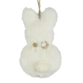 Decoris® Oster Hase Weiß 2 Blüten mit Aufhänger 6 x 11,5 cm - Plüsch