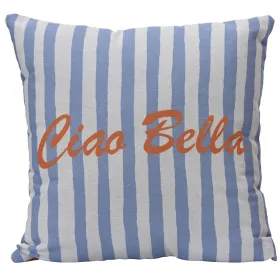 Decoris® Kissen Ciao Bella Weiß Hellblau Orange 43 x 43 cm - Polyester - Baumwolle