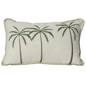Decoris® Indoor-Nackenkissen 3 Palmen beige & Grün 30 x 50 cm - Polyester + Baumwolle