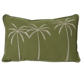 Decoris® Indoor-Nackenkissen 3 Palmen Grün & Silbergrau 30 x 50 cm - Polyester