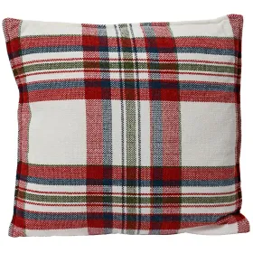 Kissen Rot Cremeweiß kariert 45 x 45 cm - Polyester